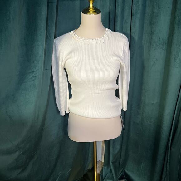 Wit & Wisdom White Ribbed Blouse - Picture 1 of 5